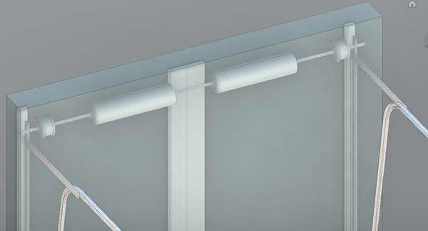 Détails du dessin technique intérieur de la porte de garage commerciale Garaga, où l'on voit l'emplacement du cadre de bois, des ressorts, etc.